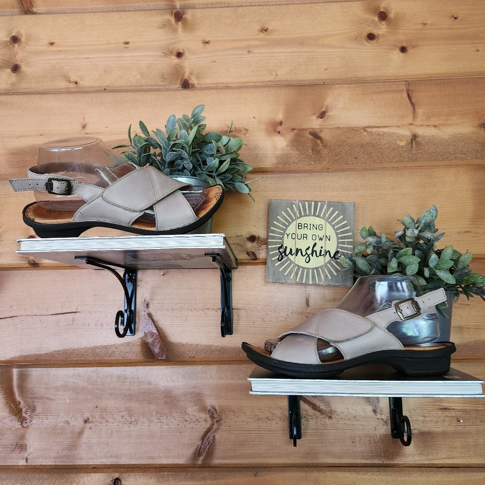 Tsonga Taupe Tan Criss Cross Leather Slingback Heeled Sandals South Africa Sz 39